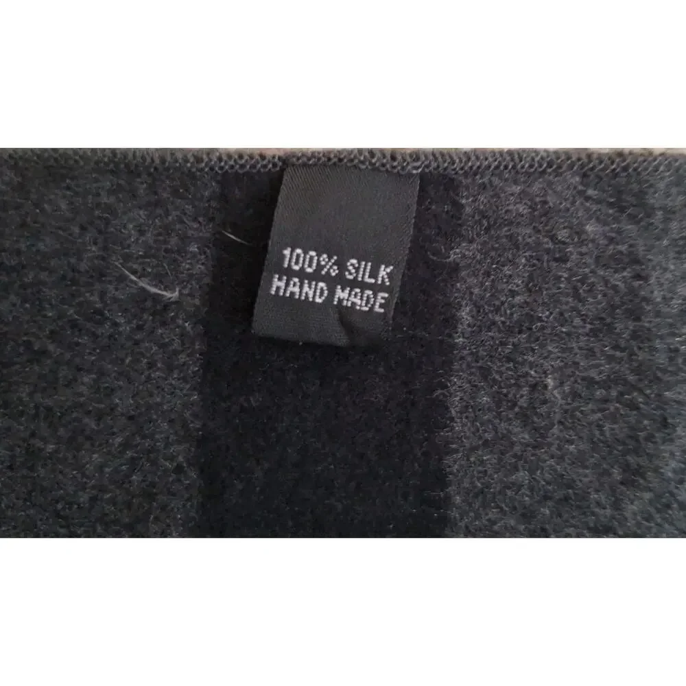 Men's BRUNO PIATTELLI 100% Silk Gray-Black- Blue Geometric Blocks Scarf W/Fringe